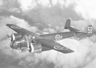 twin-enginned level bomber, the Saab 18 was in many respects the counterpart of the German Dornier 17