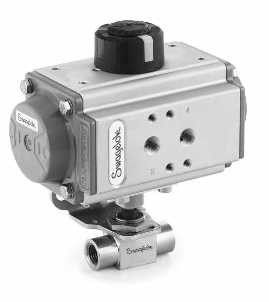 10 Ball Valves and Quarter-Turn Plug Valves Swagelok ISO 5211-Compliant Pneumatic s Features 90 actuation 2-way (straight and angle) flow paths 3-way (L and H special flow paths) 4-way flow paths 180