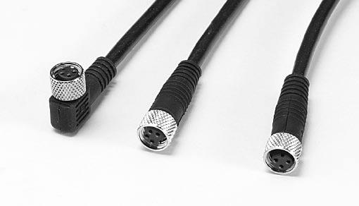 Pressure Sensor Cables Accessories Common Part Numbers Features M8, M12 Male / Female Connector Length: 2m or 5m Cover: PVC or PUR Connection Type: Swivel Straight or Angled IP 67 Swivel Connector