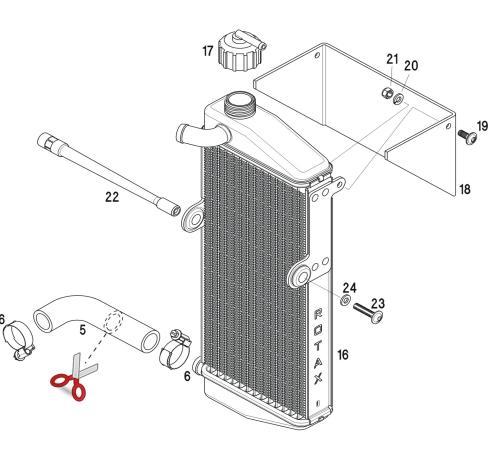 At version 2 there is 2 different radiator with 2 different positions of the retaining plates (either pointing forward or backwards ) No additional non original cooling device is allowed.