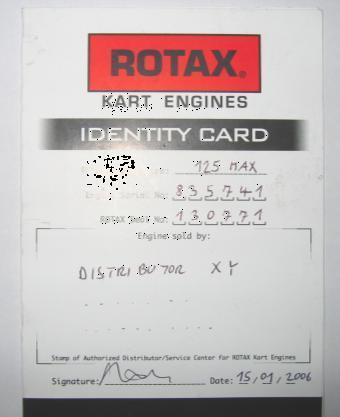 At scrutineering the driver has to present the engine(s) with the undamaged engine seal(s) the Engine Identity Card(s), showing the matching engine serial no.(s), the matching engine seal no.
