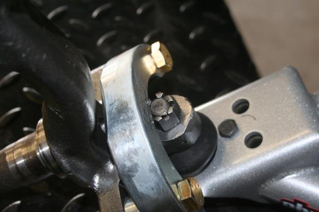 When installing the lower ball joint stud you will need to install the Castle nut prior to fully engaging the ball