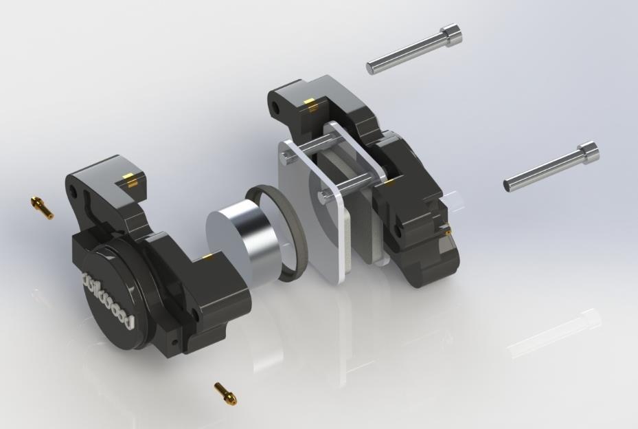 The braking calipers were purchased due to machining restraints and close tolerance. The braking calipers that were chosen are called GP 200 Braking Calipers by Wilwood.