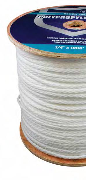 3-Strand Twisted Polypropylene Rope Thickness Color ** 1/4" 600 ft. Yellow 117580-1 1200 ft. Yellow 117581-1 3/8" 600 ft. Yellow 117582-1 1/2" 600 ft. Yellow 117583-1 5/16" 600 ft.