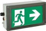 The mains and emergency lighting supplies of these luminaires are fed via separate circuits from the emergency lighting power supply installation to the escape sign luminaire in the hazardous area.