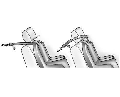 3-54 Seats and Restraints are using a single tether, raise the headrest or head restraint and route the tether under the headrest or head restraint and in between the headrest or head restraint posts.