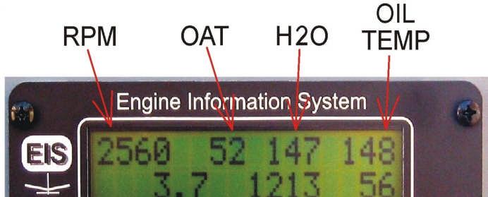 temperature H2O - coolant temperature oil temperature aircraft hourmeter EGT - exhaust gas temperature (hottest