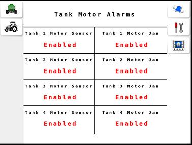 8.3 Setting up tank motor alarms 8.3. Setting up tank motor alarms The tank motor alarms activate if the tank motor fails to function due to a fault in the power supply or if it becomes jammed. 1.