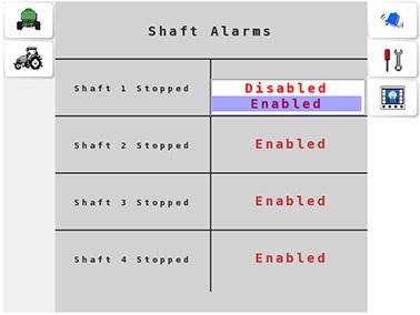 8.4. Setting up shaft alarms Chapter 8 Alarm Settings A shaft alarm triggers if there is no signal as expected from the metering shaft sensor.