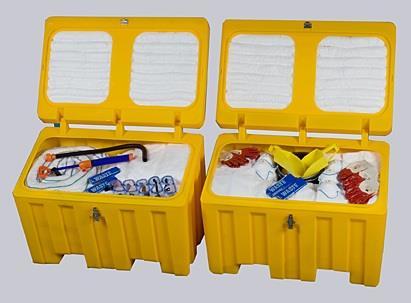 94SK1004 94SK1005 Oil Spill Respons Kit 7 Barrels Consist of 2 containers 114x82x70 cm yellow According to guidelines of the MARPOL 73/78 and the O.P.A. regulation section 4202 5 pieces coverall Poly-Tyvek 89/686/EEG art 8.