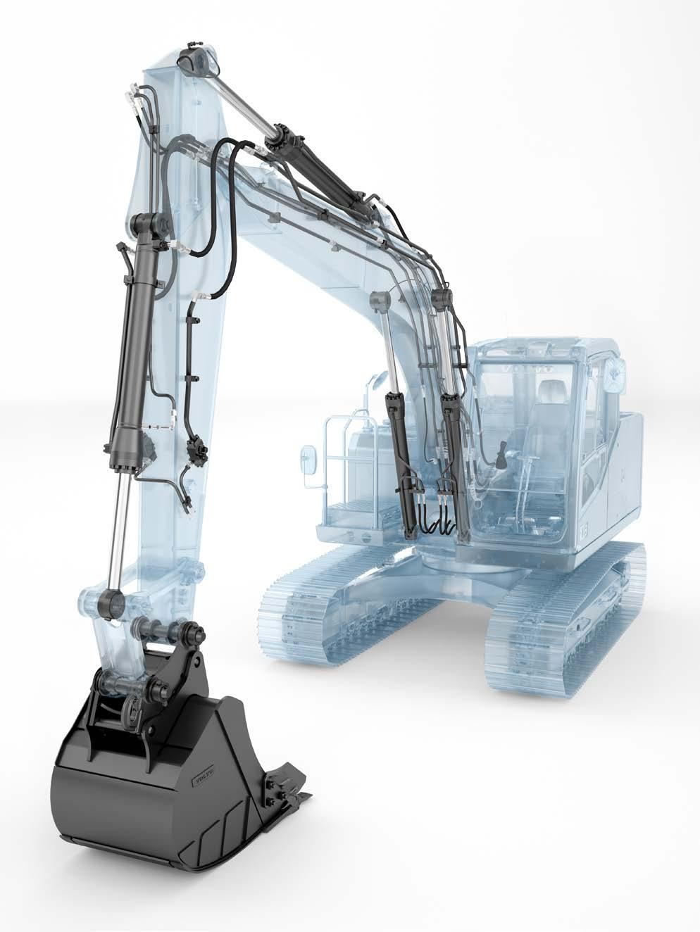 Ultimate tool carrier The Volvo excavator can be outfitted with a wide variety of auxiliary circuits from the factory, from breaker and shear piping (X1) to rotator piping (X3).