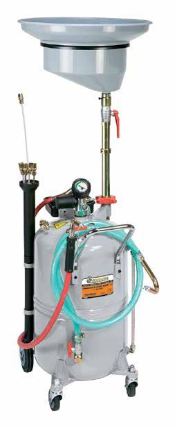 Mobile oil suction units [PG4] Pneumatic oil suction unit Compressed-air operated mobile oil extractor 65 l Ideal for quick oil changes on larger vehicles such as lorries, tractors, and cars, etc.