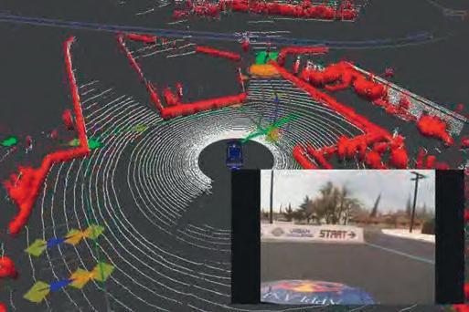 Laser data is integrated into a 3D point cloud.