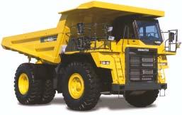Supplementary steering and secondary brake Three-mode hydropneumatic suspension (Automatic suspension) (Option) MAXIMUM GVW 99680 kg 219,760 lb Reliability Features Komatsu components High-rigidity