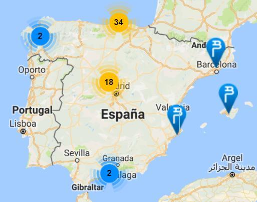 Most of the charging points are located in Madrid and País Vasco, see Figure 6. Up to June 2017, IBIL has 59 normal charging points and 26 fast recharge points.