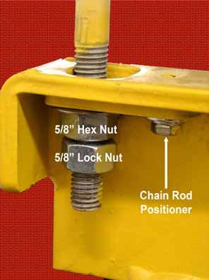 o Adjust the Chains and Chain Rods to ensure that the Door Panels are LEVEL and that the Chain Rods are centered in the Interlock Chain Rod Guide.
