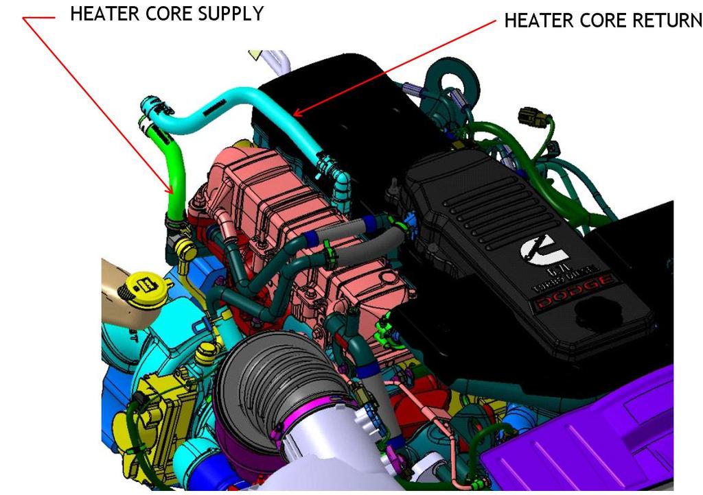 Heater lines Heater Core Return Heater Core Supply The above photo shows location of the heater