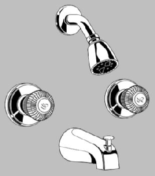 All brass body with 1/2" threaded connections. Replacement ball (brass) and seat assembly. 2.5 GPM water saving shower head. 5-06000 CHROME $63.29 5-06001 BRASS $79.