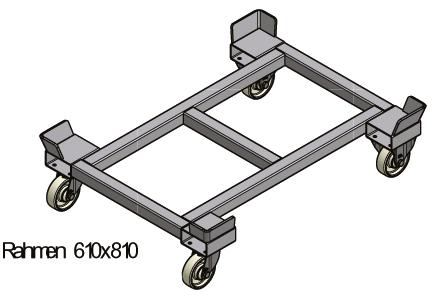 dimensions solid welded, hot-dip galvanised steel construction exactly fitting LC Cargo Liner angle brackets fasten the LC boxes on the frame cart 2 swivel, 2 fixed castors made
