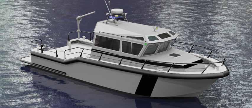 40'Sentry Welded 5083 Aluminum alloy hull, saltwater grade Enclosed insulated pilothouse Helm and three