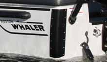 Available on Whaler Guardian models. Factory installed only. #61507 Transom corner chafe plates Protects transom corners from damage.