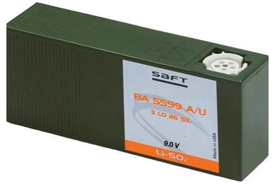 BA-5599A/U LITHIUM/SULFUR DIOXIDE PRIMARY BATTERY NSN: 6135-01-447-4001 The BA 5599A/U is a commonly used battery for various military applications. Saft Batteries Length (in): 6.