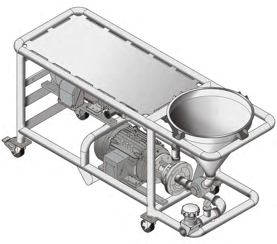 Powder Mixer Dimensional Drawing There are several standard model sizes, depending on the powder being mixed and the flow rate.