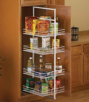 Pull-Out ystems ire Center-Mount Pantry Roll-Out & Baskets Variety of height ranges available Center-Mount Baskets (sold separately) mount with four screws (included) to the center of Pantry Roll-Out