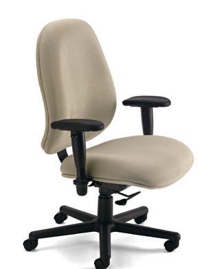 Sitmatic Boss Task Model #: 381 SL BA SS 1A/2605 High back chair Seat height range of 17 to 22 Height and width adjustable armrests Independent back angle adjustment Seat