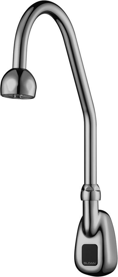 EBF-550 Back Monted, Battery Powered, Sensor Activated Electronic Gooseneck Hand Washing Facet for tempered or hot/cold water operation. 2.2 gpm/8.