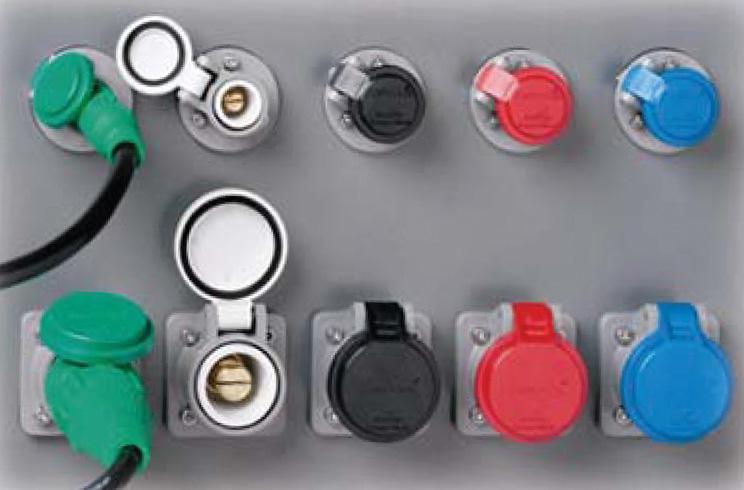 Cam-Lok receptacle covers NEMA 3R J-Series E1015/E1016, NEMA 3R receptacle covers Molded from colorfast material color-coded for easy phase identification.