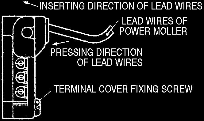 Make sure that the lead wires are pushed in all the way so that the core wires won t come out. 7.