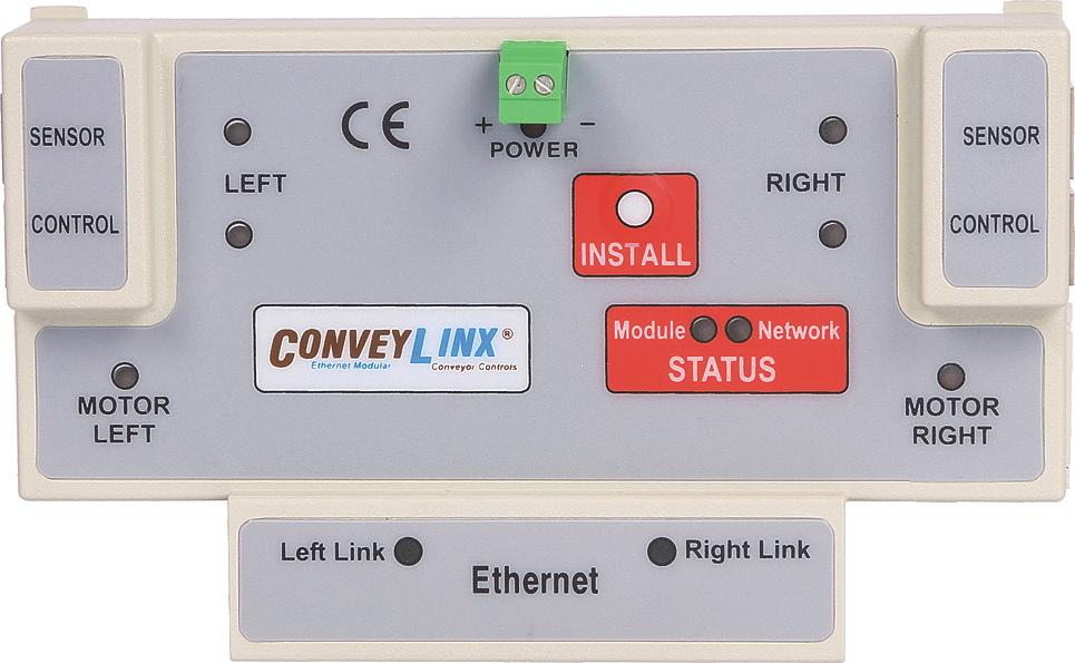 Controls Ethernet Drive Control Features EasyRoll Configuration Software Part number: ConveyLinx, ConveyLinxHTF Main screen CE certified, RoHS compliant ① ② ETL / UL certified (Optional) Ethernet
