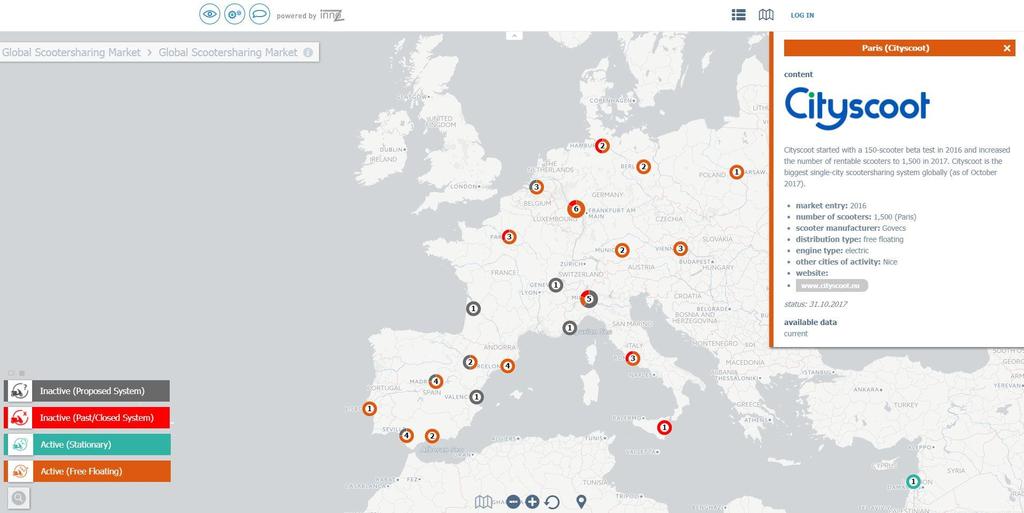 26 You want to keep track of the emerging scootersharing market? Check out the up-to-date global scootersharing map at http://scooter.innovationslandkarte.