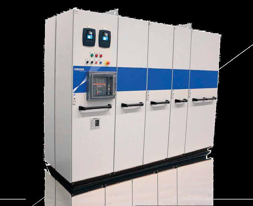Some of the advantages of this cabinet solution include: Bi-directional (regenerative) power converter, optimal performance and significant energy savings can be made when braking energy is utilized