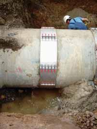 The clamps are designed to wrap around the affected pipe, making removal of the damaged section unnecessary.