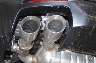 2B) On right-side, measure and mark a cutting line 4-1/4 behind factory catalytic converter as shown. (See Fig. 2C) 4.