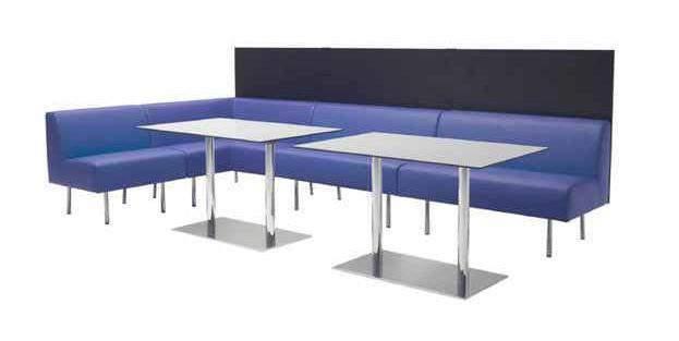 Terminus Carlo Bimbi 199 Modular benches system designed for restaurant, lounge or bistro. Angular and linear elements allow numerous compositions with or without partition panels (H.