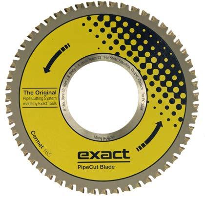 4 52 Steel, Copper, Plastics Blades & Discs Exact has a wide range of specially designed saw blades and diamond discs for Exact PipeCut saws.