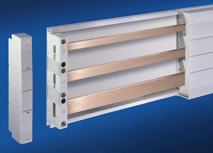 Busbar supports for feeder circuits 2 1 Polyamide (PA 6.6), 25 % fibreglass-reinforced. Continuous operating temperature: max. 130 C. RAL 7035 Short-circuit resistance, see page 22.