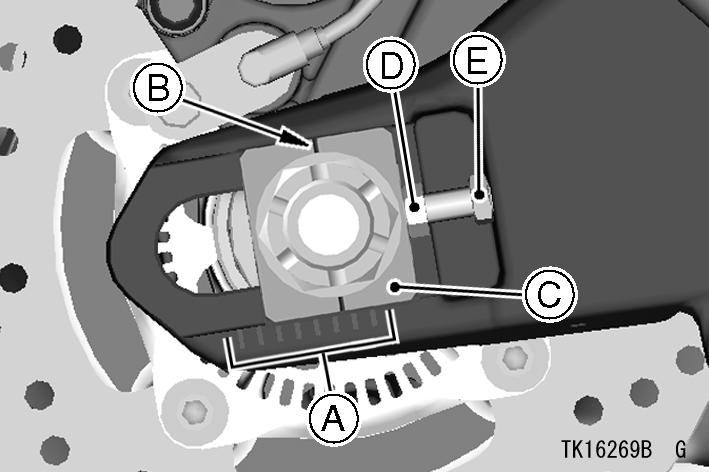 To keep the chain and wheel properly aligned, the wheel alignment indicator notches should alignwiththesamemarksoneachsideof the swingarm. A. 25 35 mm (1.0 1.4 in.