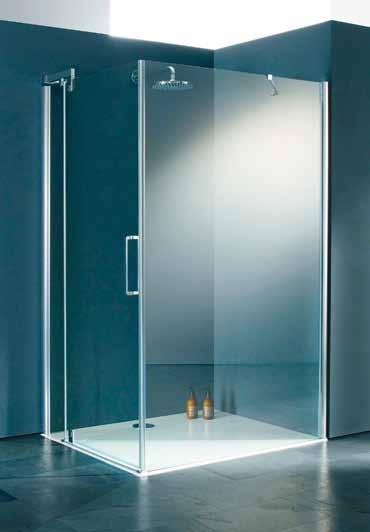 HÜPPE Refresh pure Rectangular Opens 90 degrees in- and outwards. For side panel with bathtub (SWK) the door in recess must be used.