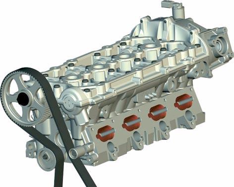 In order to meet the higher levels of power and heat transfer, the cylinder head has been adapted to the specific