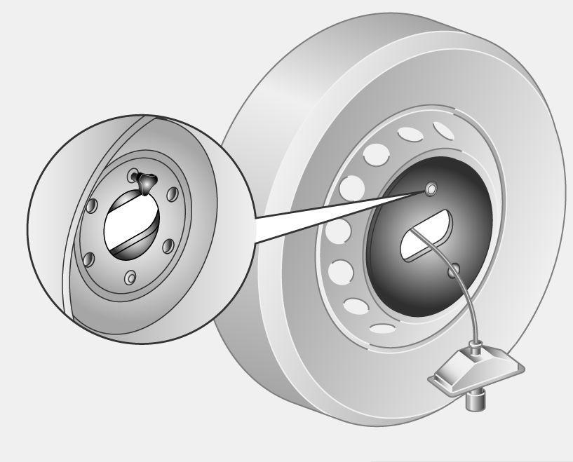 When installing a spare wheel, route the cable from the back and through the centre of the wheel.
