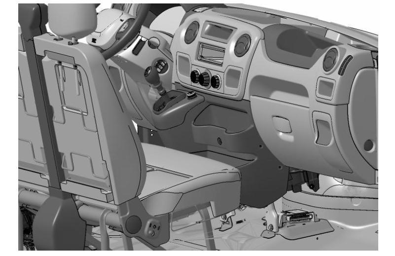 32 AIRBAG Location of airbag control unit Comment: The ECU is in the same position for both left- and right-hand drive vehicles.