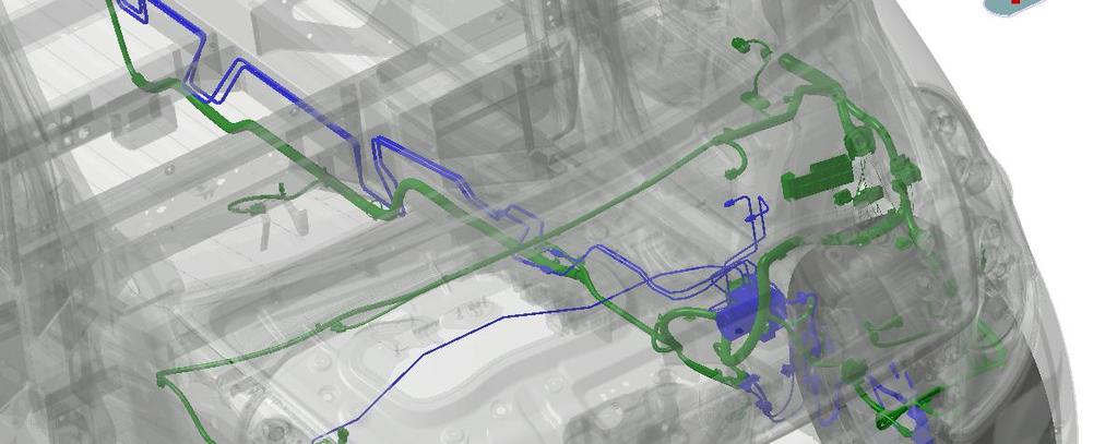 ROUTING OF WIRING AND BRAKE PIPES (wiring in green, pipes and others in blue) 3 2 4 1 4 4 1:
