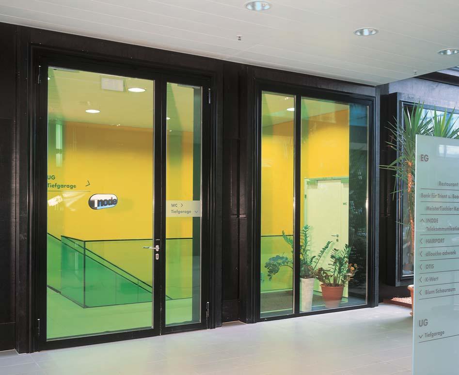 8 Schüco steel systems Jansen Janisol 2 Fire protection system A thermally broken profile system for flush-fitted, single and double-leaf doors, and doors in glass walls.