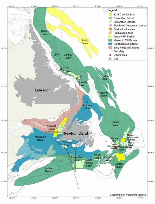Figure 2 - Sedimentary Basins of Newfoundland and