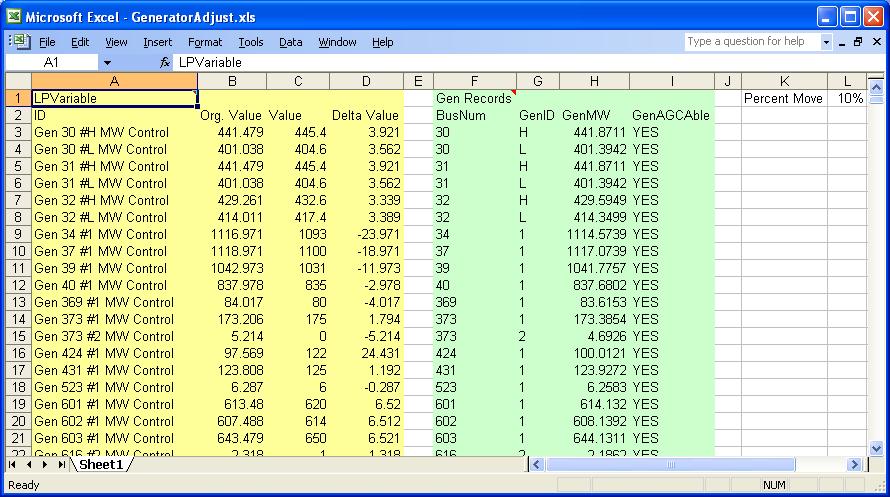 Use a spreadsheet to step the transfer (Generatordjust.xls) Set GenW = Orig. Value + Delta Value * Percent ove 1.
