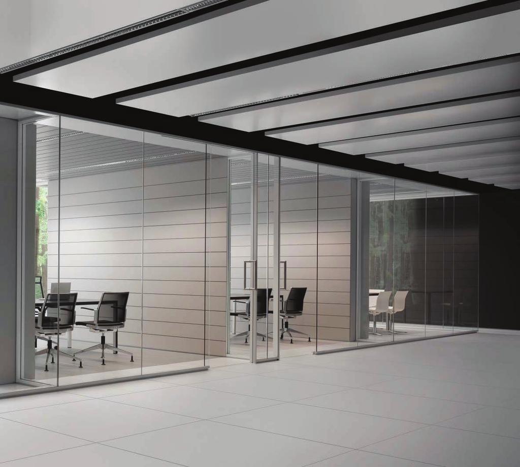 FLEX FLEX is a system designed to meet different partitioning requirements, from areas separated by glazed modules to create an open-plan feel to absolutely private areas with